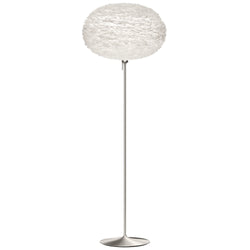 Eos Medium Floor Lamp in White, Brushed Steel Base
