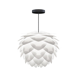 Silvia White Medium Hardwired Pendant, Black Cord