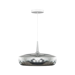 Clava Dine Pendant Polished Steel, White Cord