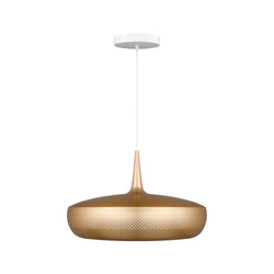 Clava Dine Pendant Brushed Brass, White Cord