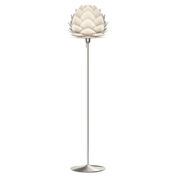 Aluvia Floor Lamp in Pearl White, Brushed Steel Base