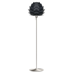 Aluvia Floor Lamp in Anthracite Grey, Brushed Steel Base