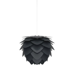 Aluvia Medium Plug-In Pendant in Anthracite Grey, White Cord