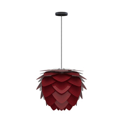 Aluvia Medium Hardwired Pendant in Bronze, Black Cord