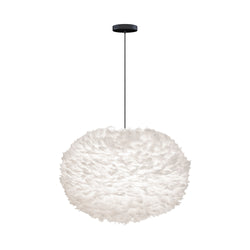 Eos XL Hardwired Pendant in White, Black Cord