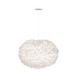 Eos XL Hardwired Pendant in White, White Cord