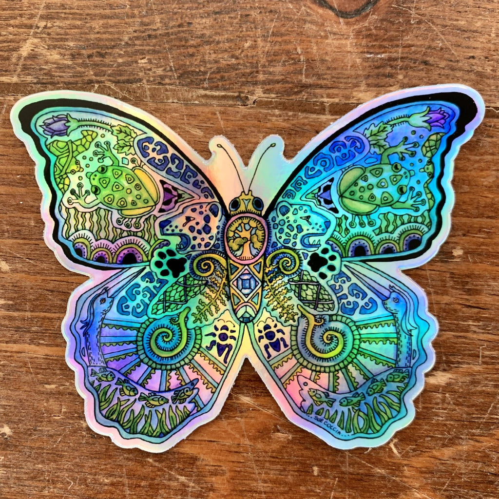 Blue Morpho Butterfly Sticker HOLOGRAPHIC