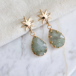 Labradorite Star Hoop Earrings
