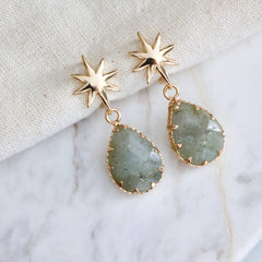 Labradorite Star Hoop Earrings