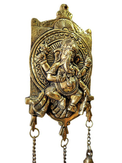 Dancing Ganesha Brass Wall Hanging: Brass / 15