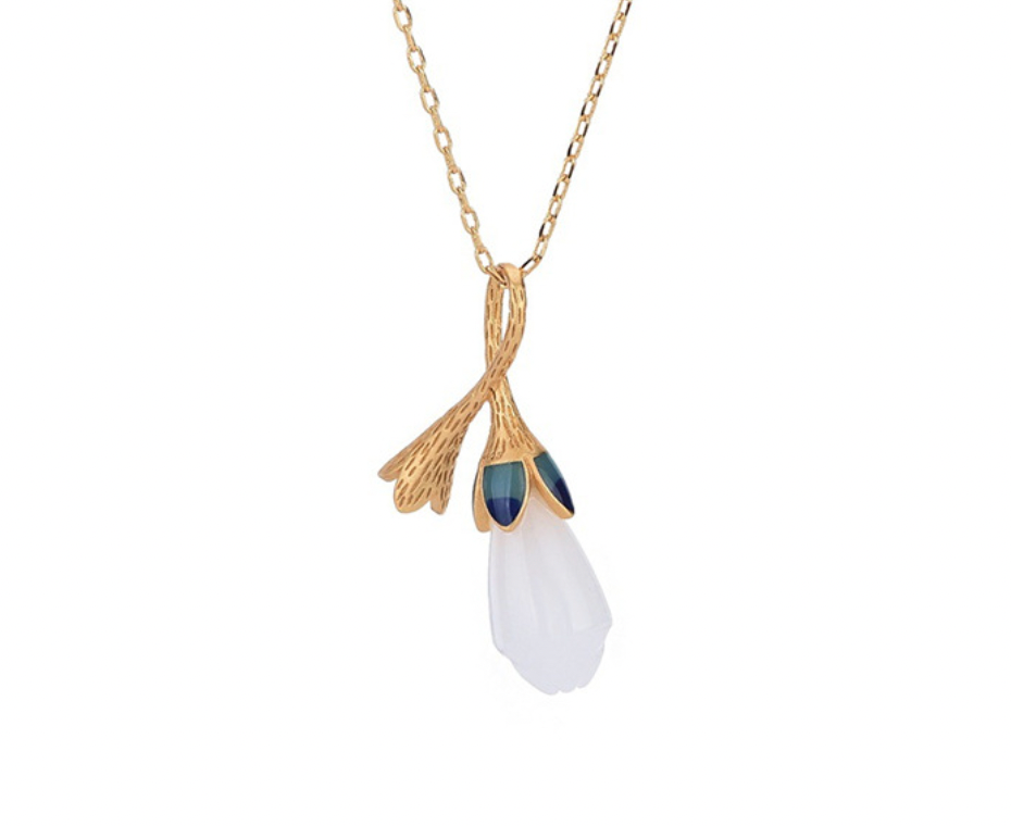 Jade Magnolia Flower Necklace