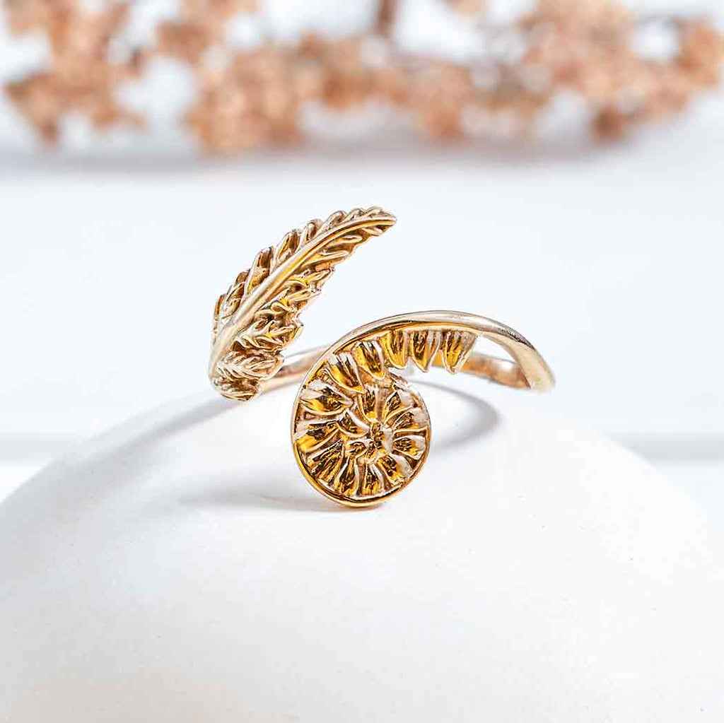 Sterling Silver or Bronze Adjustable Fern Ring: Sterling Silver