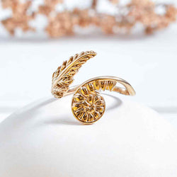 Sterling Silver or Bronze Adjustable Fern Ring: Sterling Silver