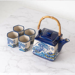 Great Wave Tea Set 20oz Tea Pot with 4 Hexagon Cups (4/8)