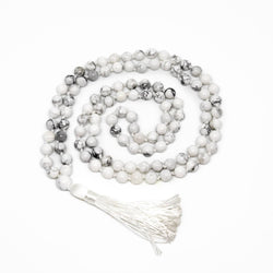 Howlite Knotted 108 Bead Mala - Prayer Beads - 8mm