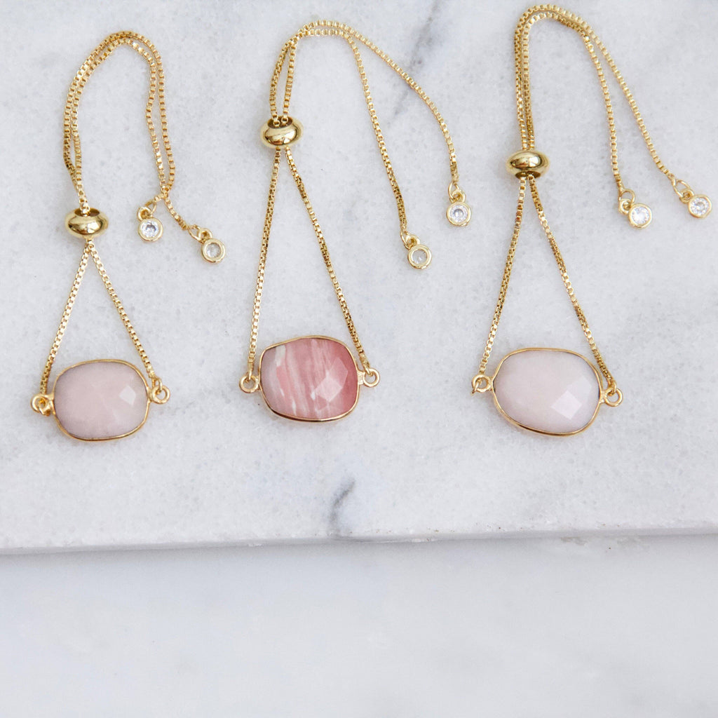 Faceted Gemstone Adjustable Bracelet