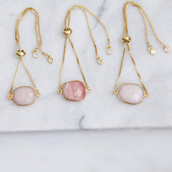 Faceted Gemstone Adjustable Bracelet, Pink Opal