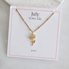 Birth Flower Necklaces - Waterproof: July - Water Lily