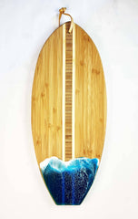 Ocean-Decorated Lil Surfboard Cutting Board: Dark Blue