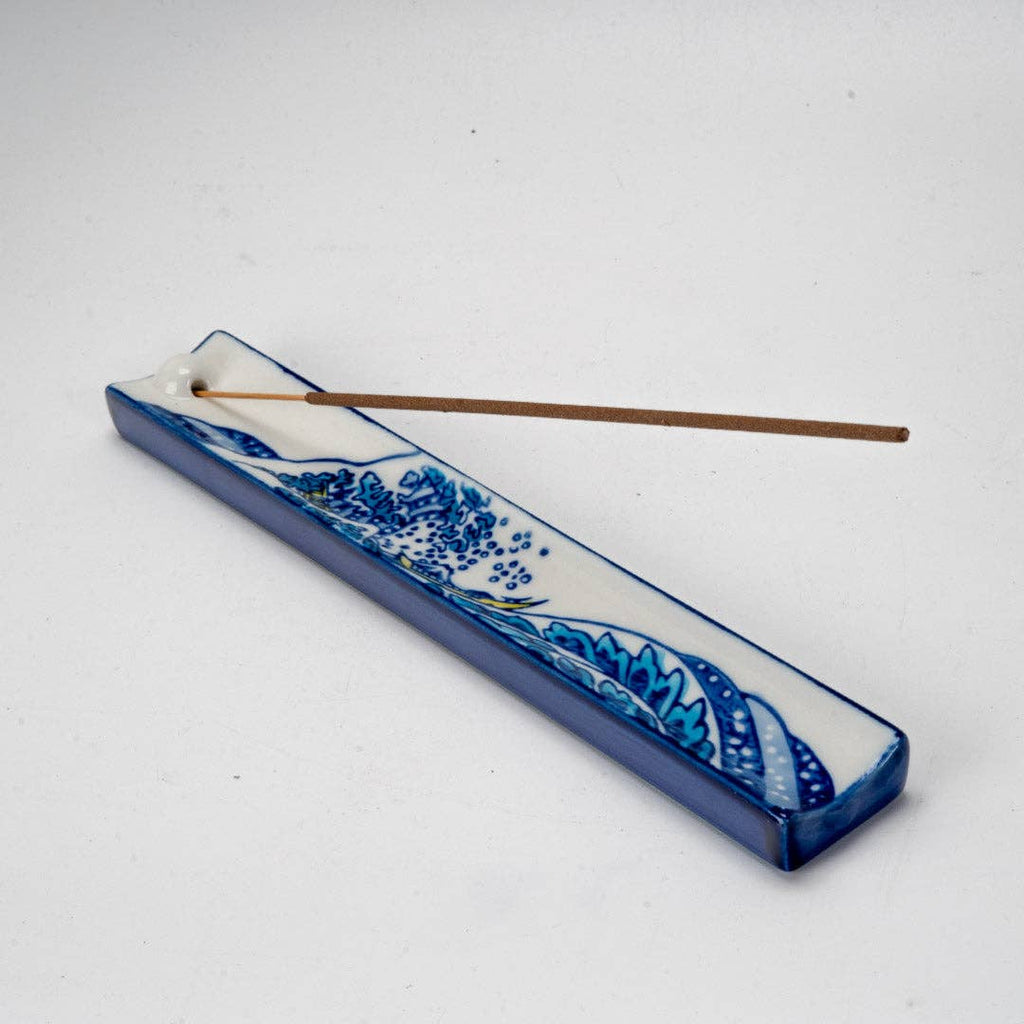 Handpainted Ceramic Incense Holder 9 inch L Great Wave (1/72)
