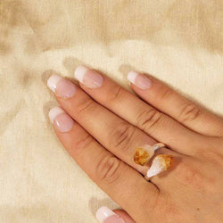Citrine Ring (Adjustable) - Citrine Point Silver Plated