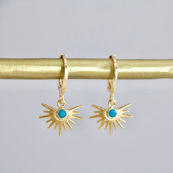 Turquoise Starburst Huggie Earrings  