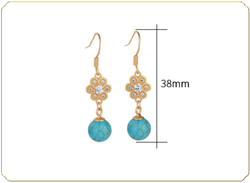 Turquoise with Crystal Flowers Earrings