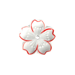 Sakura Cherry Blossom Incense Holder 2 inch White with Red Outline (50/500)