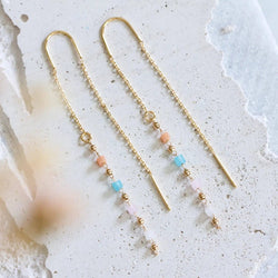 Beaded Threader Earrings, Pastel