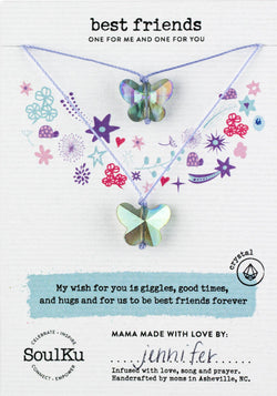 Blue Butterfly Little Wishes KIDS Best Friends Necklace Set