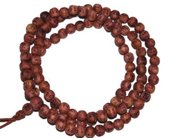 Korean Cedar with Characters Zen 108 Bead Mala - 8mm