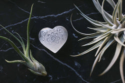 Etched Selenite Heart Crystal 