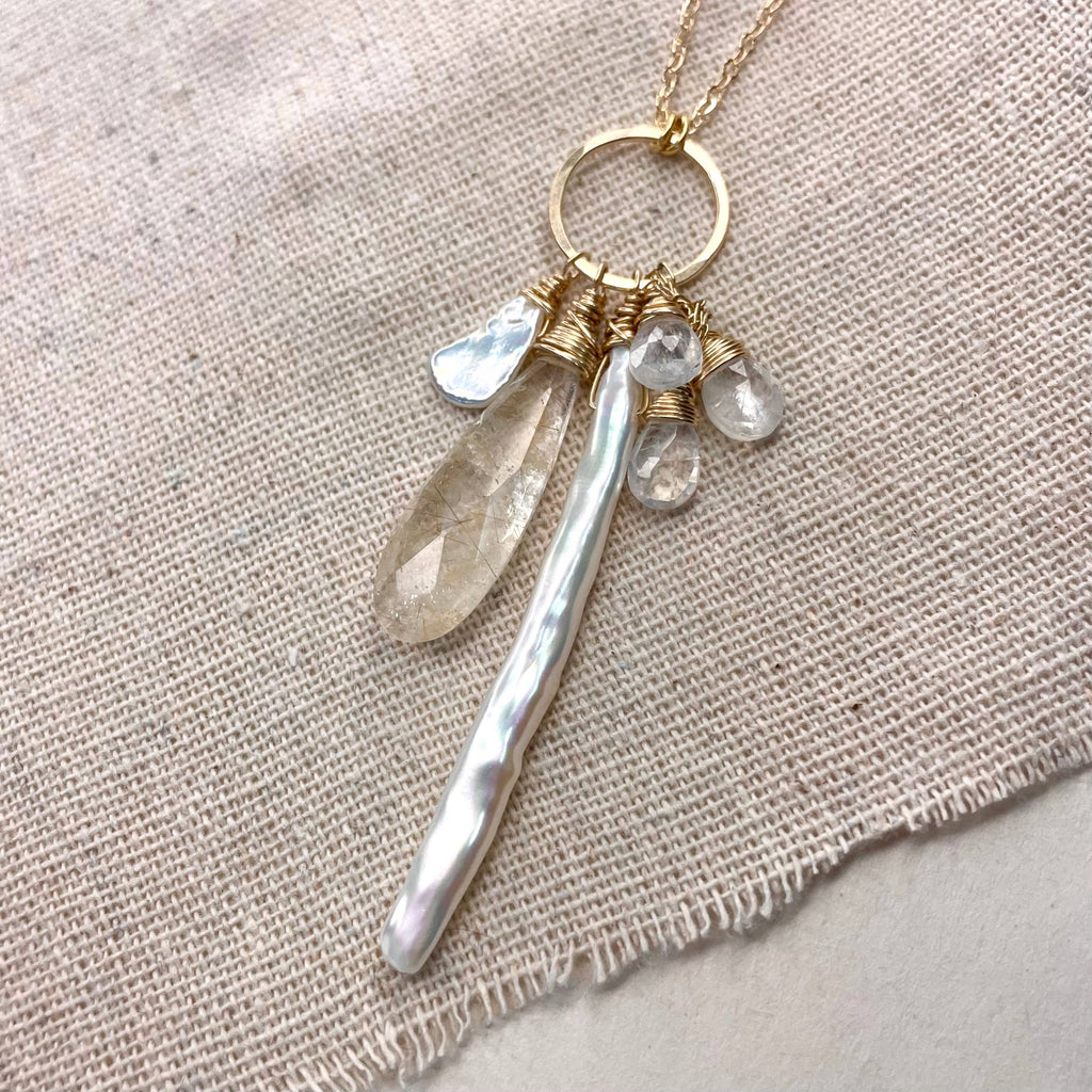 Pearl Cluster Long Necklace