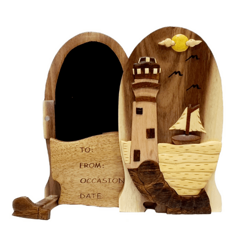 Lighthouse - Hand Carved Keepsake Gift Box