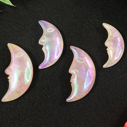 Angel Aura Rose Quartz Moon Face - Angel Aura Rose Quartz