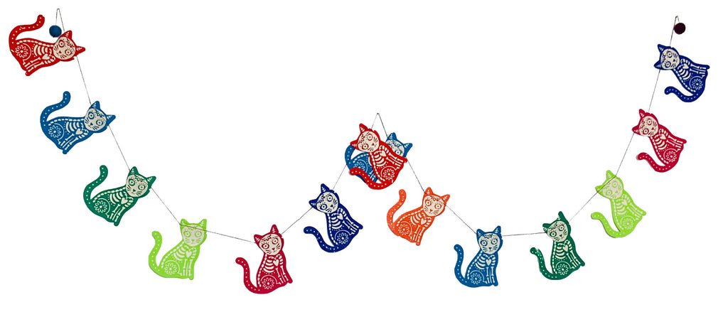 5ft Paper garland, skeleton cats