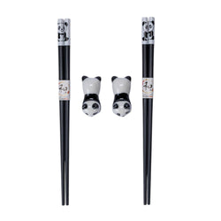 Panda Cat 2 Pair Chopsticks and Chopsticks Rests Gift Set (1/80)
