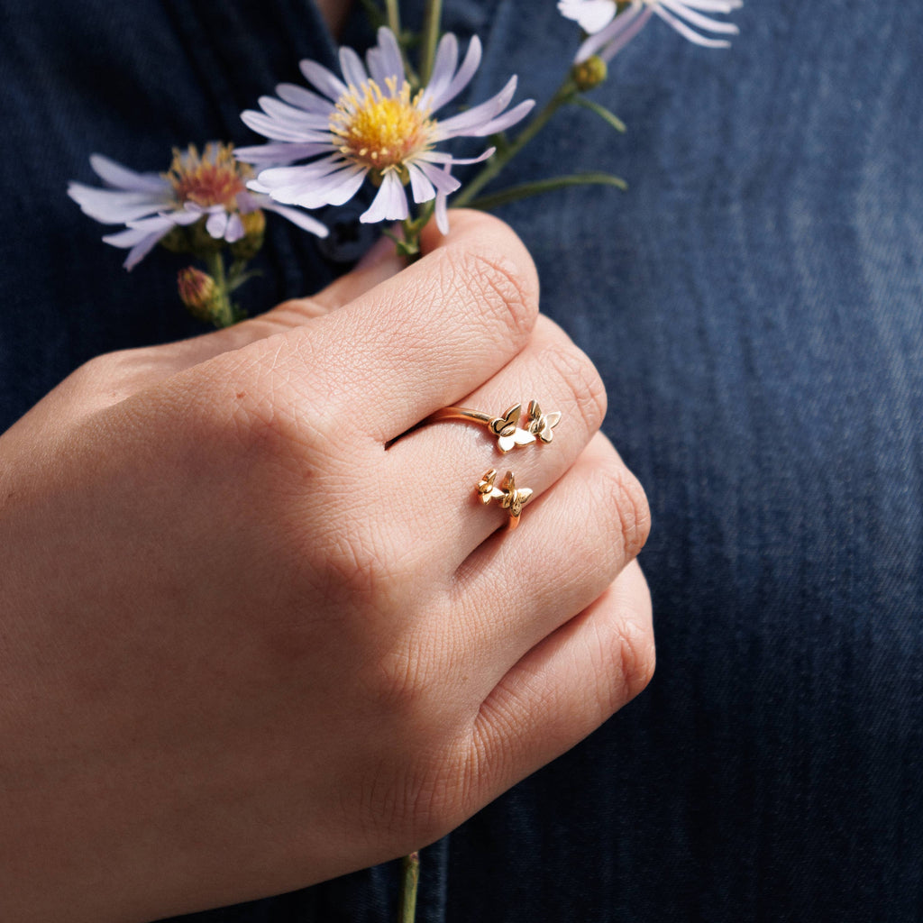 Adjustable Butterfly Cluster Ring: Bronze