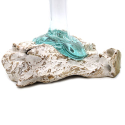 Glass on Whitewash Wood - Vase - Medium