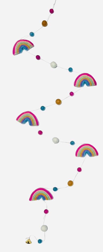 Felt ornament garland, new rainbow 6 ft