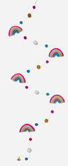 Felt ornament garland, new rainbow 6 ft