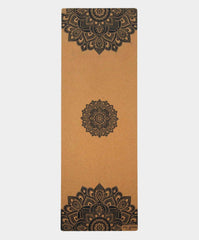YDL Cork Yoga Mat - Best For Eco-Conscious Yogis: Mandala Black / 1.5mm