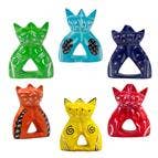 Soapstone Twin Cats: Dark Blue