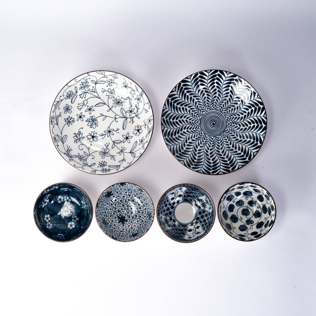 Nippon Blue Set of 6 Bowls and Plate Set In Gift Box (1/12)