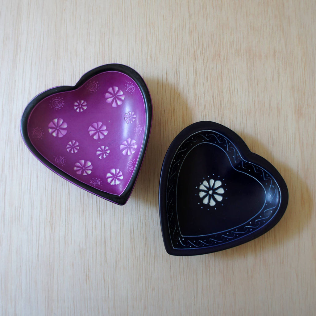 Pattern Heart Dish: Purple