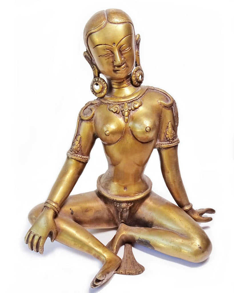 Vintage Brass Parvati Statue: Nude
