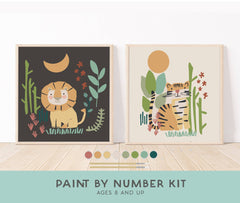 Lion + Tiger Paint by Number Kit + Easel for Kids