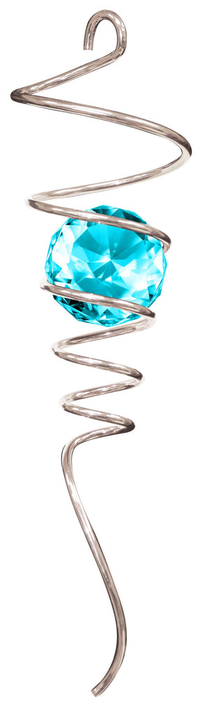 Silver/Aqua Crystal Spiral Tail Wind Spinner