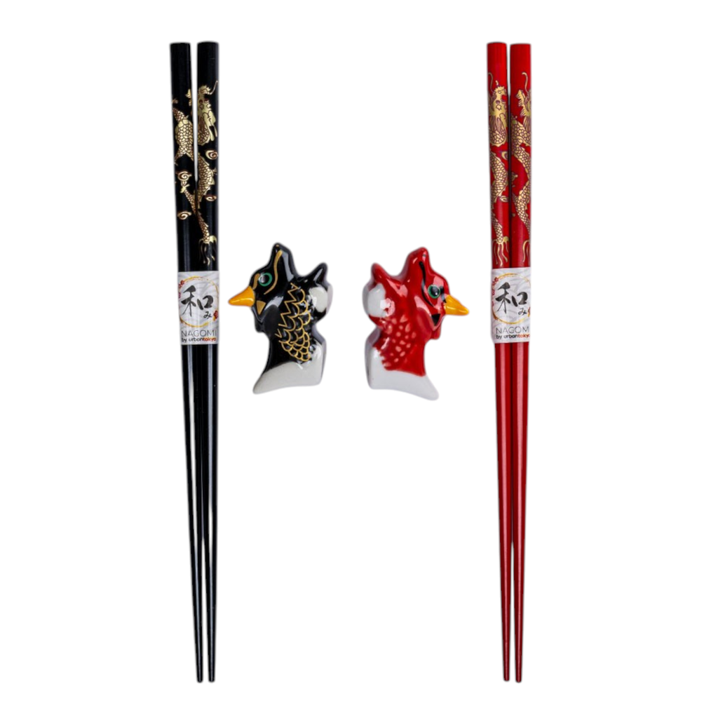 Oriental Dragon 2 Pair Chopsticks and Chopsticks Rests Gift Set (1/80)