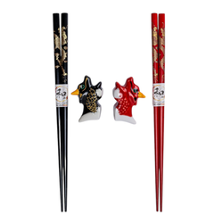 Oriental Dragon 2 Pair Chopsticks and Chopsticks Rests Gift Set (1/80)
